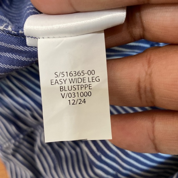 Gap Women's Easy High Rise Wide Leg Blue Stripe Nautical Preppy Khakis Pants S - Picture 8 of 8